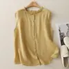 Nueva colección de verano 2026: Camisa ligera sin mangas para mujer, hecha de tela de lino, adecuada para figuras petite, mezcla de algodón y lino de alta gama, se puede usar como capa exterior o chaleco