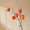 Adornos de Caqui Fruta Decoración de Pasillo Flores Falsas Jarrón Decoración Arreglo Floral Sala de Estar Mueble de TV Ramas Secas