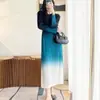 Vestido Plisado Degradado de Tela Nueva Miyake para Mujer, de Temperamento, Estilo Celebridad Diosa, Vestido Largo de Gama Alta