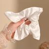 Lenço Quadrado Vazado Branco Cereja de Renda Feito à Mão Scrunchie Doce Feminino Rabo de Cavalo Elástico de Cabelo