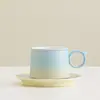 Taza de café de cerámica de alta gama, exquisita, estilo ins, con cuchara y platillo, juego de regalo, taza transfronteriza, regalo de empresa
