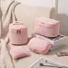 2026 Nuevo Modelo Venta Cruzada Dropshipping Set de 4 Bolsas de Maquillaje de Pana Gran Capacidad Botón Bolsa de Maquillaje