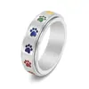 Amazon Acero de Titanio Moda de Alta Gama Anillos Giratorios para Hombres y Mujeres Europeos y Americanos Huellas de Colores Populares Anillos de Pareja Venta al por Mayor
