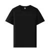 Camiseta de manga curta para adulto, algodão mercerizado, anti-rugas para trabalho, gola redonda, manga curta, camiseta de trabalho com toque fresco de seda gelada com bordado