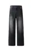 Jeans masculinos Cleanfit da alta rua americana 2026 novo vintage lavado desgastado preto calças retas largas