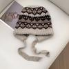 Gorro de lana de estilo étnico para mujer, gorro de invierno para el frío, pasamontañas retro, gorro de punto grueso y cálido, gorro con protección para las orejas.