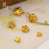 Pingente de Estrela de Cinco Pontas Cravejado com Diamantes em Cobre Banhado a Ouro 24K Ouro Antigo com Areia Contas Espaçadoras para Joias DIY Caractere da Fortuna Flor de Pessegueiro Pulseira Colar