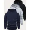 Conjunto de sudadera con capucha y pantalón de chándal de 3 piezas para hombre, adecuado para las temporadas de primavera y otoño, incluyendo sudaderas tipo pullover de color liso.