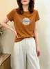 Camiseta de algodón acanalado para mujer de 220 g, fábrica de origen de Thirteen Lines, Guangzhou, top de manga corta ajustado, exclusivo mayorista de verano