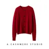 Nuevo Cárdigan de Punto Trenzado Otoño e Invierno 100% Cachemira Pura Chaqueta de Punto Cuello Redondo Temperamento Cálido Suave Pegajoso de un Solo Botón para Mujer