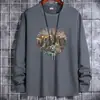 Camiseta de Manga Larga para Hombre 2023 Nueva Ropa de Hombre Primavera y Otoño Cuello Redondo Algodón Puro Camisa Básica para Estudiante Top de Otoño