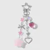 Nuevo Ins Dulce Simple Exquisito Cadena Strass Corazón Resina Fresa Lazo DIY Estrella Llavero