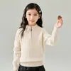 Nuevo suéter de punto grueso de cuello medio alto de invierno para niños, niñas y niños, con patrón de jacquard trenzado, 100% lana, cálido y acogedor