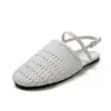 Sandalias tejidas de espalda descubierta para mujer, zapatos planos, nuevo estilo de verano, caladas, cómodas, sandalias de mujer estilo francés, talla 40, talla grande