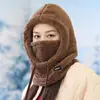 Gorro grueso de forro polar para invierno con polaina integrada y protección para los oídos, gorro de algodón a prueba de viento para mujer, accesorio cálido para ciclismo