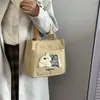 Bolsa de Lona Tote para Estudiantes, para Ir al Trabajo, Lonchera Portátil, Bolsa para el Almuerzo, Bolsa Bordada de Dibujos Animados