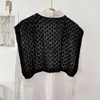Novo xale de tricô vazado para mulheres, estilo coreano, versátil para o escritório e ambientes com ar condicionado, cor sólida, design com nós, perfeito para usar sobre camisas.