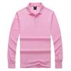 Outono e Inverno novo algodão puro Pérola polo masculino camiseta gola lapela manga longa masculina roupa de trabalho larga camisa cultural corporativa