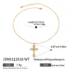 Jingqiao Acero Inoxidable Europeo y Americano Oro de 18K Acero Inoxidable Zirconio Colgante de Cruz Cadena de Perlas de Arroz Collar Joyería Transfronteriza