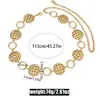 Cadena de Cintura Hueca Tejida Circular Dorada con Adorno Geométrico para Vestido de Falda Cadena de Cinturón Metálica para Mujer