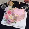 Día de San Valentín Vela Blanca con Lazo Decoración de Pastel Rojo de Amor Lazo Negro de Cinta Amor de Pareja