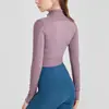 Chaqueta de Yoga de Media Cremallera para Otoño e Invierno Camiseta Popular en Internet Manga Larga Adelgazante Ajustada Secado Rápido Top Deportivo Profesional Moderno