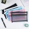 Bolsa de Lápices Casual de Doble Capa, Bolsa de Malla Transparente, Bolsa Grande de Capacidad para Exámenes, Bolsa de Almacenamiento de Papelería, Bolsa de Nylon para Facturas de Oficina