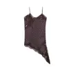 Europa Transfronteriza INS Serie de Ropa para Mujer Encaje Asimétrico Casual Tirantes Finos Vestido Mini