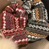 ¡Estilo Fair Isle! Bufanda Tejida Roja Jacquard Retro para Mujer, Atmósfera Invernal, Cálida y Resistente al Frío, Calentador de Cuello Versátil