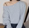 Moletom Americano de Um Ombro Só para Mulheres, Novo Estilo Outono 2026, Blusa Oversized Relaxada de Manga Longa com Ombro Inclinado