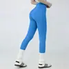 Pantalones de yoga sin costuras de cintura alta para mujer, levanta glúteos, longitud de nueve puntos, sin incomodidad, pantalones de entrenamiento fitness ajustados para Pilates