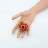 Elsa Rosa Flor Rosa Artificial Cabeça de Rosa Flor Falsa Rosa com Bordas Queimadas Arranjo de Flores para Casamento Arranjo de Flores de Mesa Arranjo de Flores