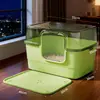 Bandeja de arena para gatos completamente cerrada extragrande, Anti-salpicaduras, Anti-olores, Inodoro para gatos transparente extragrande, Bandeja de arena especial para gatos