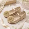 Zapatos Mary Jane Florales Multicolor para Niñas para Actuaciones de Vestir y Uso Diario, Zapatos Planos para Niñas con Flor 3D de Diamantes Brillantes