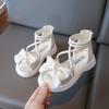 Sandalias para Niñas Princesa 2025 Verano Nuevas con Moño Estilo Popular para Niños Mayores de Moda Suela Suave Sandalias de Moda Urbana
