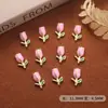 Acessórios de arte para unhas de tulipa com textura de liga, estilo de luxo leve, flores de rosa com gota de óleo, flores de unha da moda, acessórios de unha vestíveis