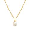 935 Estilo Coreano Estilo Ins Diseño Nicho Simple Texturizado Perla de Agua Dulce Cadena de Bolas Plata Esterlina S925 Collar Clavícula para Mujer