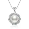 Colgante de Perla de Agua Dulce en Plata de Ley 925 Colgante Único para Mujer Exquisito Collar de Girasol Joyería Elegante de Lujo Ligero Venta al por Mayor Transfronteriza
