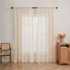 Cortinas Listas Estilo Country Americano, Cortinas Beige Translúcidas para Sala de Estar, Balcón, Dormitorio, Ventana Abuhardillada, Cortinas de Puerta Vintage, Estilo Artístico Transfronterizo