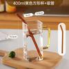 Vaso Cuadrado de Vidrio con Asa y Tapa de Bambú, Vaso Cuadrado Pequeño de Aspecto Elevado, Vaso con Popote, Vaso Transparente Resistente a Altas Temperaturas con Tapa