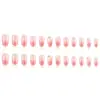 Adesivos de Unha Franceses com Pontos e Diamantes Transfronteiriços, Fundo Rosa e Branco, Manicure Estilo Doce, Unhas Vestíveis Fofas e Frescas
