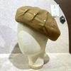 Boina de Lana de Punto Delicado Estilo Japonés Otoño e Invierno Nueva para Mujer Sombrero de Pintor Vintage con Pliegues Artísticos y Decoración de Perlas