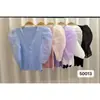 Suéter Feminino Top 2025 Novo Verão Francês Elegante Moda Camisa Slim-fit Emagrecedor Chiffon Bolha Curto