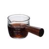 Vaso de café de vidrio al por mayor vaso de vidrio con escala pequeño Vaso de leche Taza inglesa Vaso japonés con mango de madera plato para salsa vinagre crema de vidrio