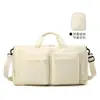 Bolsa de viagem dobrável leve para mulheres, com múltiplos bolsos para organizar a bagagem, apresentando um compartimento separado para itens molhados e secos, adequada para yoga, esportes e fitness.