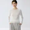 Nuevo suéter de cachemira pura para otoño e invierno, cuello redondo, corte ajustado, versátil, cálido, top de manga larga, prenda base de punto