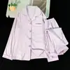 Pijama y ropa de estar para mujer de otoño e invierno, gruesos, cálidos, de forro polar, manga larga, con relieve, color liso, con botones, casual y elegante