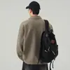 Sudadera para hombre, nueva colección otoño 2026, cuello alto, media cremallera, texturizada, estilo japonés, color liso, prenda exterior de moda
