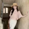 Blusa de gasa de cuello alto para mujer, preventa, nuevo modelo 2026, ligera, transpirable, entallada a la cintura, adelgazante, elegante, sin mangas para ir al trabajo