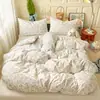Juego de ropa de cama de cuatro piezas de algodón puro con estampado floral pastoral funda de edredón sábana para cama temporada universal todo algodón estilo fresco estilo sábana bajera